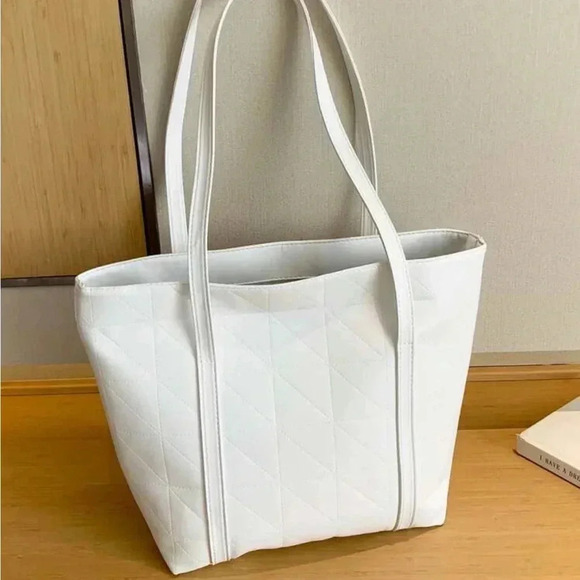 ⚠️Clearance Large Solid White Shoulder Tote Bag - Picture 7 of 8